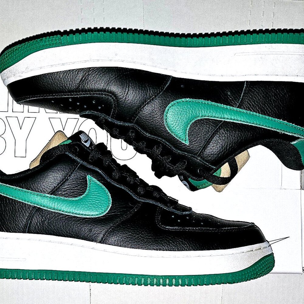 BRAND NEW IN BOX AF1 NIKE BY YOU BLACK W/GREEN SWOOSH PHILADELPHIA EAGLES SZ 9.5